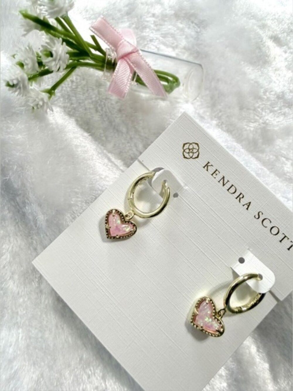 Ari Heart Gold Huggie Earrings in Dichroic Glass